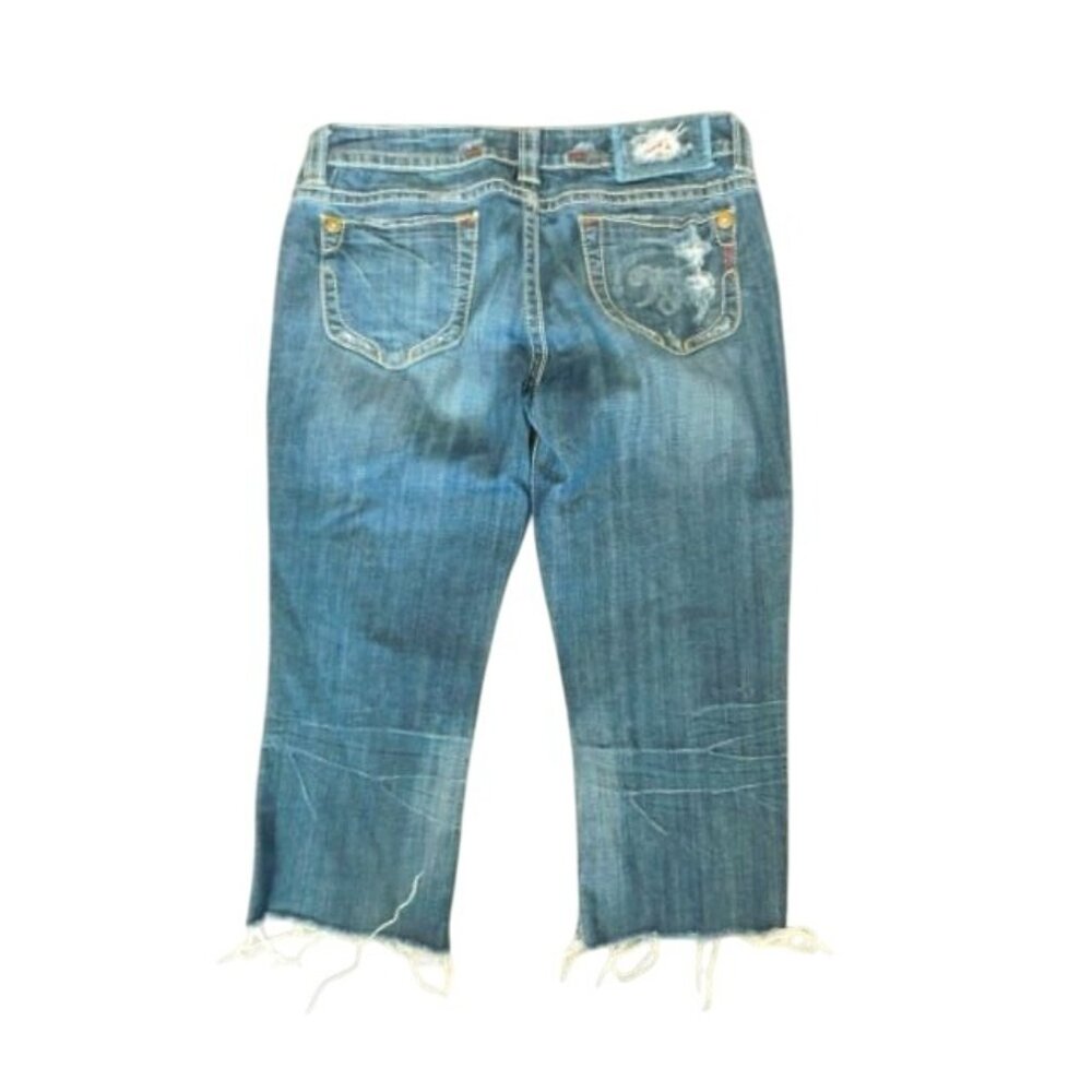 Mek Denim size 29 Rough Seam Cut Off Cropped Denim Jeans - Picture 2 of 3